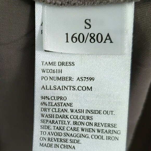 All Saints Dress Small‎ Gray Faux Wrap Tame Knee-length Long Sleeve V-Neck - Picture 8 of 12